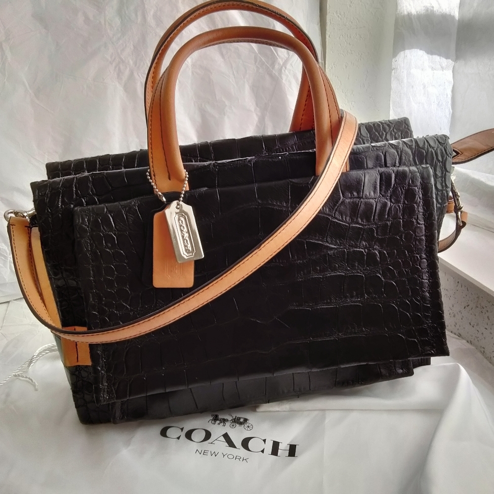 Coach Bleecker Leather  Croc embossed Rare find women's bag